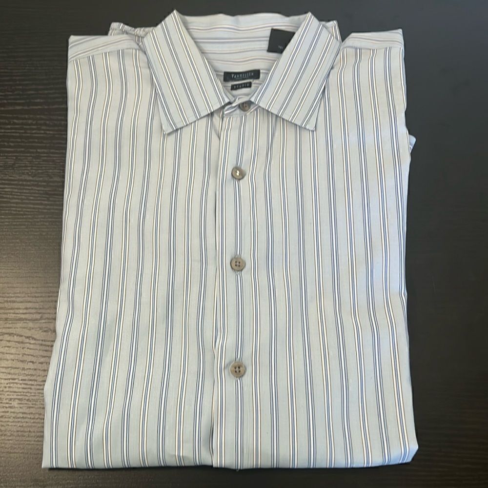 Men's Van Heusen Studio Long Sleeve Button Down Collared Dress Shirt ~ 17-17 1/2